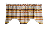 Poplin Multi Stripe Print Scalloped Wave Window Valance 58" Wide / 20" Tall