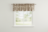 Flocked Damask Window Valance 58" Wide - Brown on Ivory