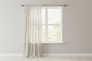 Cotton Curtain Polka Dots Print 58 Inch Wide - Brown on White