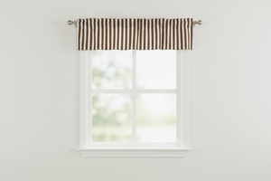 Cotton Window Valance Stripe Print 58 Inch Wide / 1 Inch Stripe - Brown and White