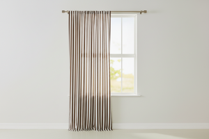 Cotton Curtain Stripe Print 58 Inch Wide / 1 Inch Stripe - Brown and White