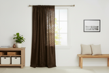 Pintuck Taffeta Cross Stitch Pattern Single Curtain Panel 54 Inch Wide - Brown