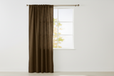 Faux Burlap Texture Polyester Solid Single Curtain Panel 58 Inch Wide - Brown