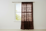 Flocking Damask Taffeta Window Curtain 56 Inch Wide - Black on Brown
