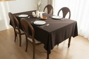 Polyester Poplin Gaberdine Durable Tablecloth Solid - Brown