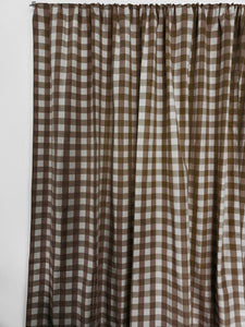 Cotton Gingham Checkered Curtain Brown 58 Inch Wide