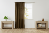 Faux Burlap Texture Polyester Solid Single Curtain Panel 58 Inch Wide - Brown