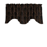 Poplin Damask Floral Scalloped Wave Window Valance 58" Wide / 20" Tall
