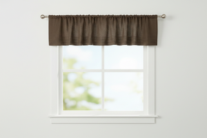 Faux Burlap Window Valance 58" Wide with Pleated Ruffles - Brown