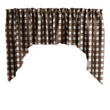 Poplin Tavern Gingham Checkered Swag Window Valance 58" Wide / 36" Tall