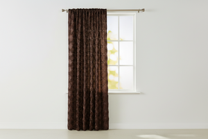Satin Rosette 3D Pop up Flower Single Curtain Panel 54 Inch Wide - Brown