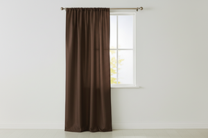 Faux Silk Solid Dupioni Window Curtain 56 Inch Wide - Brown