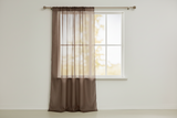 Sheer Tinted Organza Solid Single Curtain Panel 58 Inch Wide - Brown