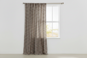 Cotton Gingham Checkered Curtain 58 Inch Wide - Brown