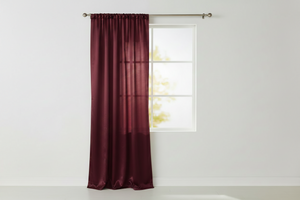 Shiny Satin Solid Single Curtain Panel Drapery 58 Inch Wide - Burgundy