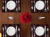 Poplin Damask Floral Dinner Table Placemats Holiday Home Decoration 13" x 19" (Pack of 4)
