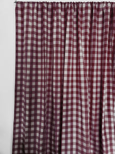 Cotton Gingham Checkered Curtain Burgundy 58 Inch Wide