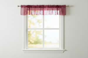 Sheer Organza Window Valance 58" Wide - Solid Burgundy