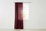Pintuck Taffeta Cross Stitch Pattern Single Curtain Panel 54 Inch Wide - Burgundy
