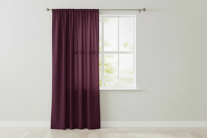 Faux Silk Solid Dupioni Window Curtain 56 Inch Wide - Burgundy