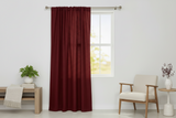 Faux Burlap Texture Polyester Solid Single Curtain Panel 58 Inch Wide - Burgundy