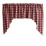 Poplin Tavern Gingham Checkered Swag Window Valance 58" Wide / 36" Tall