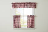 Cotton Gingham Checkered 3 Piece Window Valance Curtain Set (16 Colors)