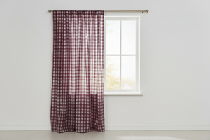 Cotton Gingham Checkered Curtain 58 Inch Wide - Burgundy