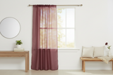 Sheer Tinted Organza Solid Single Curtain Panel 58 Inch Wide - Burgundy