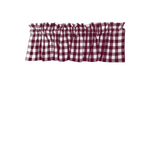 Cotton Gingham Checkered Window Valance 58" Wide - Burgundy