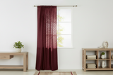 Pintuck Taffeta Cross Stitch Pattern Single Curtain Panel 54 Inch Wide - Burgundy
