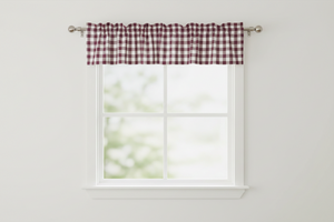 Cotton Gingham Checkered Window Valance 58" Wide - Burgundy