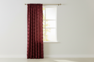 Satin Rosette 3D Pop up Flower Single Curtain Panel 54 Inch Wide - Burgundy