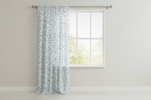 Cotton Curtain Floral Print 58 Inch Wide Butterfly - Blue