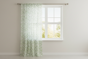 Cotton Curtain Floral Print 58 Inch Wide Butterfly - Green
