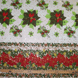 Shiny Gold Accents on Light Weight Poly-Cotton Christmas Fabric 58" Wide by 36"(1-Yard) for Arts, Crafts, & Sewing