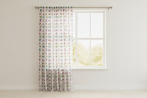 Cotton Curtain Automobile Print 58 Inch Wide Cars and Trucks - White