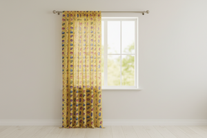 Cotton Curtain Automobile Print 58 Inch Wide Cars and Trucks - Yellow