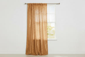 Pintuck Taffeta Cross Stitch Pattern Single Curtain Panel 54 Inch Wide - Champagne