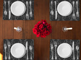Poplin Damask Floral Dinner Table Placemats Holiday Home Decoration 13" x 19" (Pack of 4)