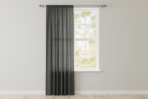 Solid Poplin Window Curtain or Photography Backdrop 58" Wide - Charcoal