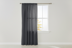 Faux Silk Solid Dupioni Window Curtain 56 Inch Wide - Charcoal
