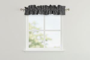 Solid Poplin Curtain Valance Sleeve Topper - Charcoal