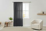 Faux Silk Solid Dupioni Window Curtain 56 Inch Wide - Charcoal