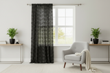 Satin Rosette 3D Pop up Flower Single Curtain Panel 54 Inch Wide - Charcoal Grey