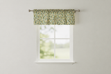 Cotton Window Valance Floral Print Small Flowers Allover 58 Inch Wide - Green on White