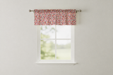 Cotton Window Valance Floral Print Small Flowers Allover 58 Inch Wide - Red on White