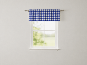 Cotton Window Valance Checkered Print 58" Wide Tavern Check - Blue