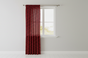Cotton Curtain Checkered Print 58 Inch Wide Racecar 1 Inch Checkerboard - Red and Black