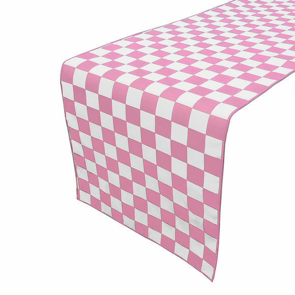 Cotton Print Table Runner Checkerboard NASCAR Pink